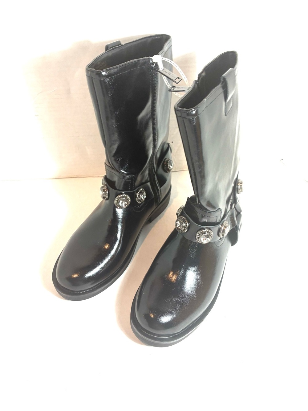 Kurt Geiger Octavia Girls Black Moto Boots Big Kid 5M NWT